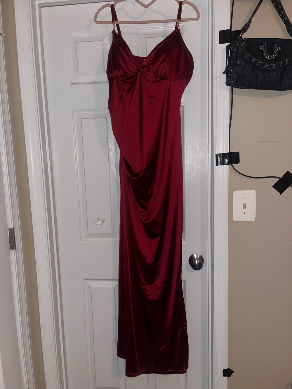 Women's Satin prom/ formal Dress - Burgundy
